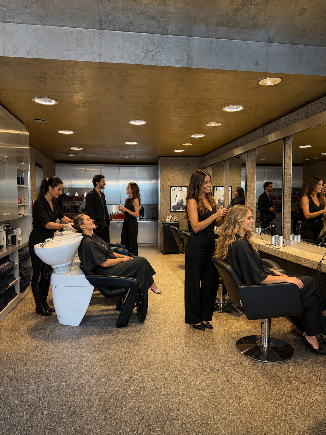 Coiffeuses travaillant dans le salon Hairstylist Mousquines